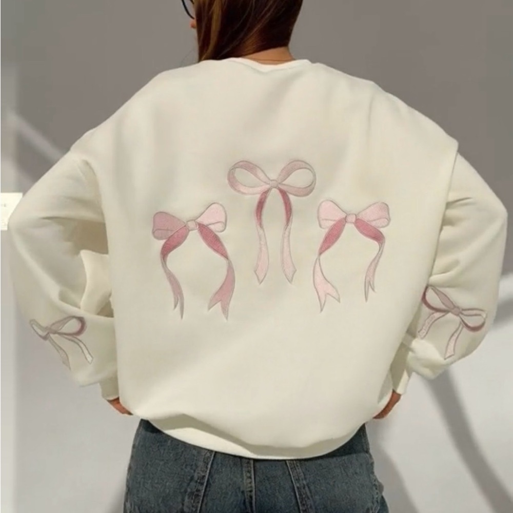 Edikted Pink Bow Graphic Sweatshirt